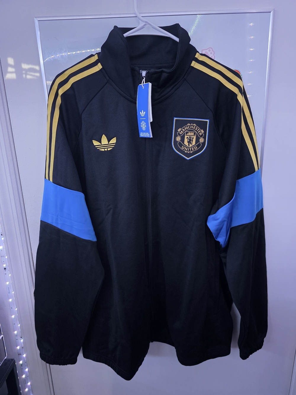 Manchester United Adidas Originals Track Jacket Black Gold Blue NWT